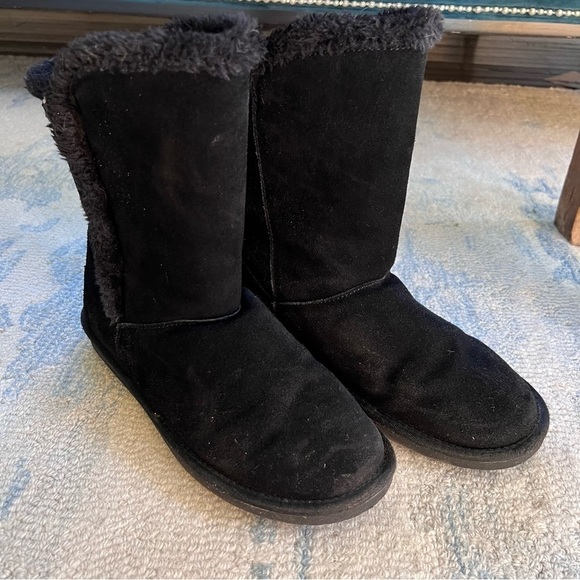 MINNETONKA SHERPA SUEDE OLYMPIA SHORT BOOT BLACK SIZE 10 - Picture 4 of 12